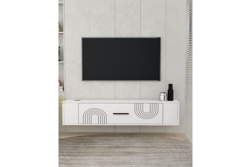 Veyra TV-benk 120x26 cm - Hvit - Møbler - TV- & Mediamøbler - Mediestativ & veggfeste - TV-veggfeste