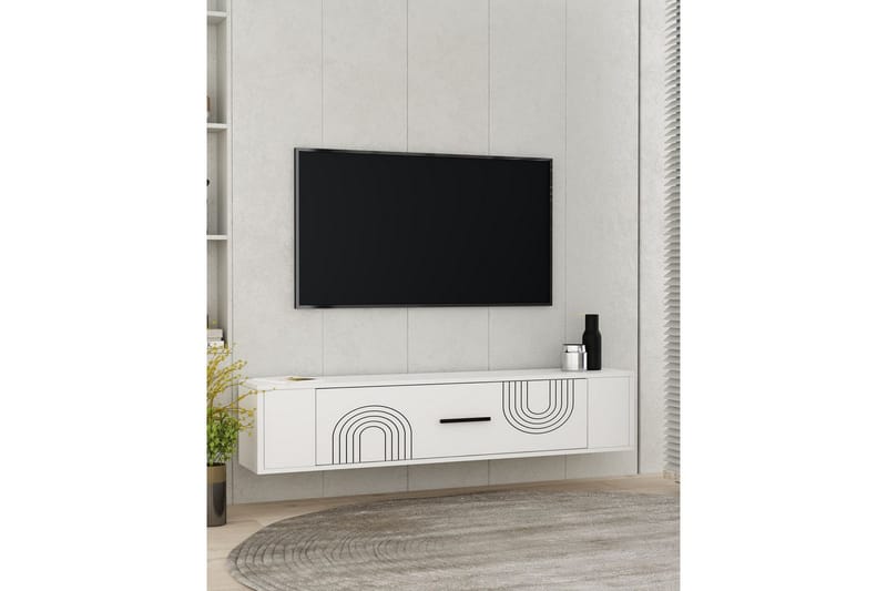 Veyra TV-benk 120x26 cm - Hvit - Møbler - TV- & Mediamøbler - Mediestativ & veggfeste - TV-veggfeste