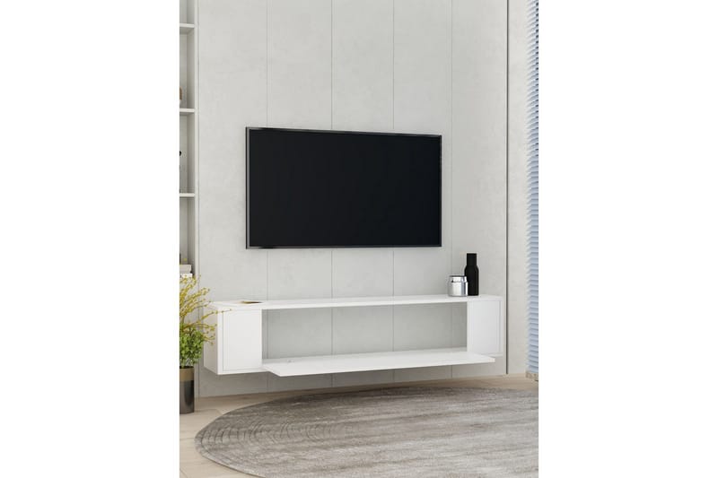 Veyra TV-benk 120x26 cm - Hvit - Møbler - TV- & Mediamøbler - Mediestativ & veggfeste - TV-veggfeste