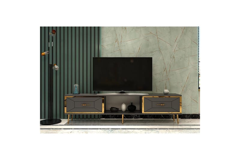 Virdel TV-benk 150 cm - Antrasitt/Gull - Møbler - TV- & Mediamøbler - TV benk & mediabenk