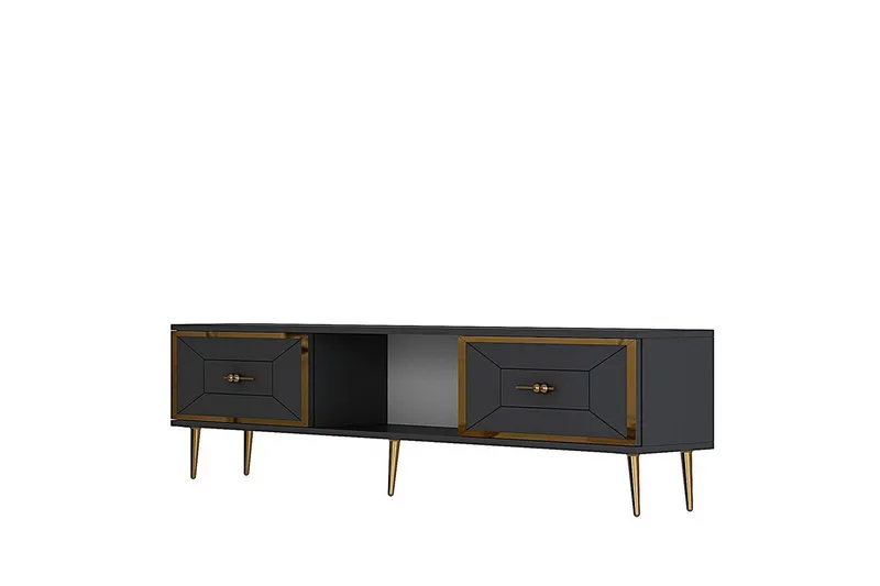 Virdel TV-benk 150 cm, Antrasitt/Gull