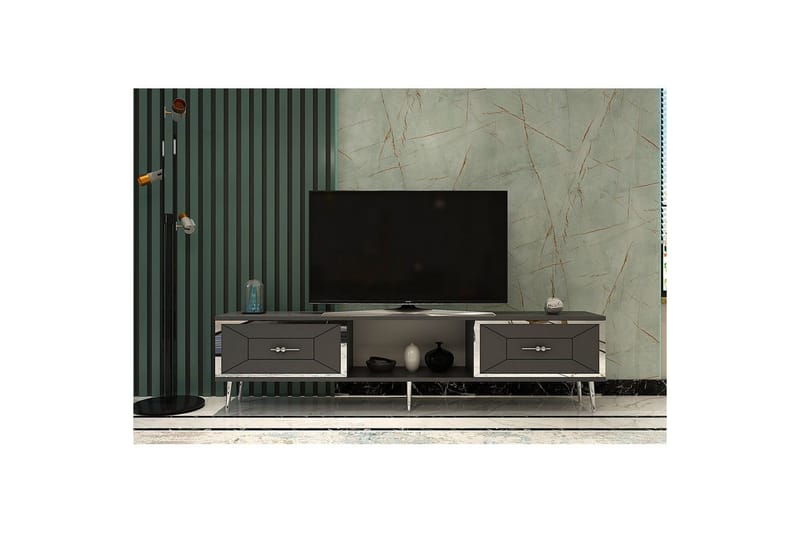 Virdel TV-benk 150 cm - Antrasitt/Sølv - Møbler - TV- & Mediamøbler - TV benk & mediabenk