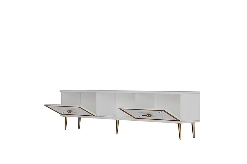 Virdel TV-benk 150 cm - Hvit/Gull - Møbler - TV- & Mediamøbler - TV benk & mediabenk