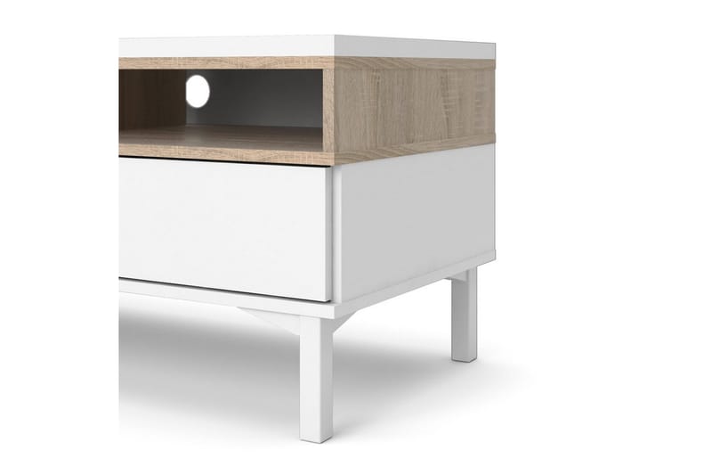 Virender Gulvstående TV-benk 155,7 cm med Oppbevaring i Eik - Hvit|Beige - Møbler - TV- & Mediamøbler - TV benk & mediabenk