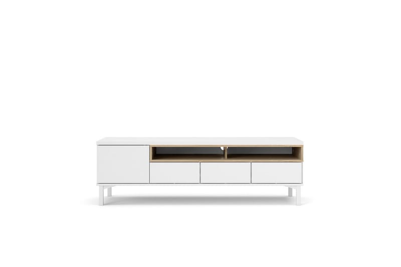Virender Gulvstående TV-benk 155,7 cm med Oppbevaring i Eik - Hvit|Beige - Møbler - TV- & Mediamøbler - TV benk & mediabenk