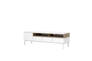 Virender Gulvstående TV-benk 155,7 cm med Oppbevaring i Eik - Hvit|Beige - Møbler - TV- & Mediamøbler - TV benk & mediabenk