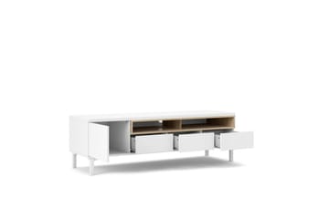 Virender Gulvstående TV-benk 155,7 cm med Oppbevaring i Eik - Hvit|Beige - Møbler - TV- & Mediamøbler - TV benk & mediabenk