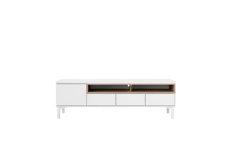 Virender Gulvstående TV-benk 155,7 cm med Oppbevaring i Eik - Hvit|Beige - Møbler - TV- & Mediamøbler - TV benk & mediabenk