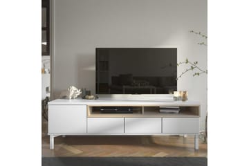 Virender Gulvstående TV-benk 155,7 cm med Oppbevaring i Eik - Hvit|Beige - Møbler - TV- & Mediamøbler - TV benk & mediabenk