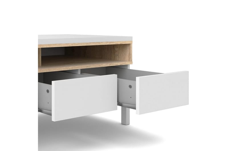 Virender Gulvstående TV-benk 155,7 cm med Oppbevaring i Eik - Hvit|Beige - Møbler - TV- & Mediamøbler - TV benk & mediabenk