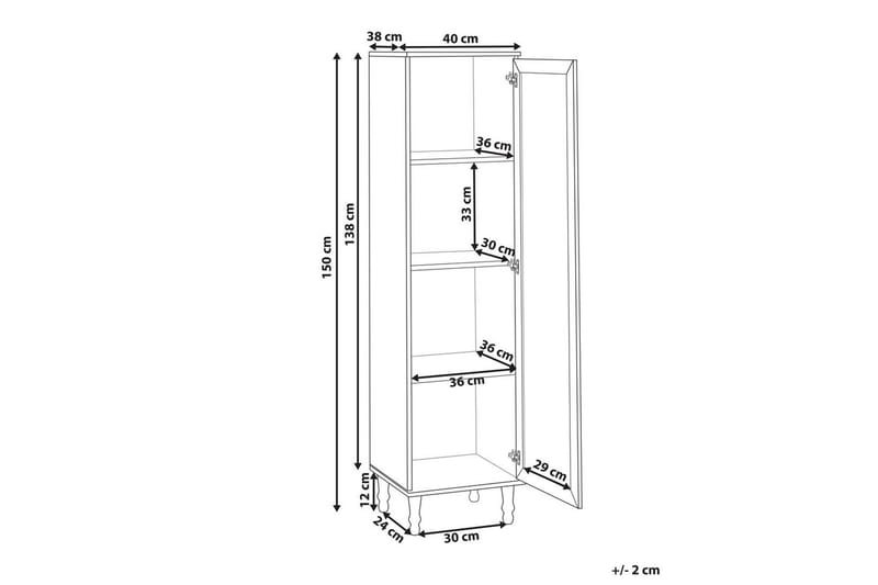 Vitrine Tingledale Sort, Lyst Tre, 40x38x150 cm - Sort, Lyst Tre, 40x38x150 cm - Møbler - TV- & Mediamøbler - Mediestativ & veggfeste - TV-veggfeste