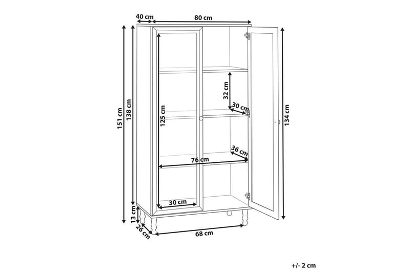 Vitrine Tingledale Sort, Lyst Tre, 80x40x151 cm - Sort, Lyst Tre, 80x40x151 cm - Møbler - TV- & Mediamøbler - Mediestativ & veggfeste - TV-veggfeste