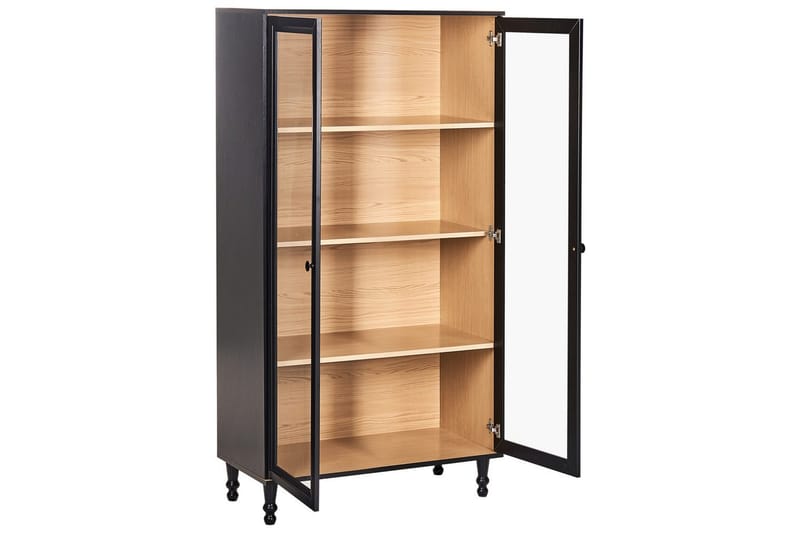 Vitrine Tingledale Sort, Lyst Tre, 80x40x151 cm - Sort, Lyst Tre, 80x40x151 cm - Møbler - TV- & Mediamøbler - Mediestativ & veggfeste - TV-veggfeste