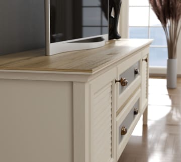 Vopira TV-benk 180 cm - Krem, eik, grå - Møbler - TV- & Mediamøbler - Mediestativ & veggfeste - TV-veggfeste