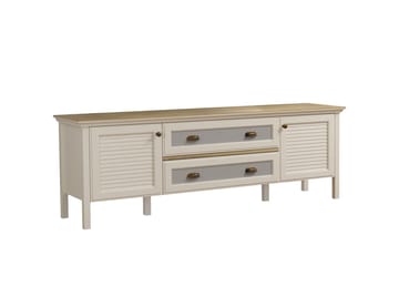 Vopira TV-benk 180 cm - Krem, eik, grå - Møbler - TV- & Mediamøbler - Mediestativ & veggfeste - TV-veggfeste