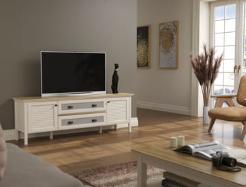 Vopira TV-benk 180 cm - Krem, eik, grå - Møbler - TV- & Mediamøbler - Mediestativ & veggfeste - TV-veggfeste