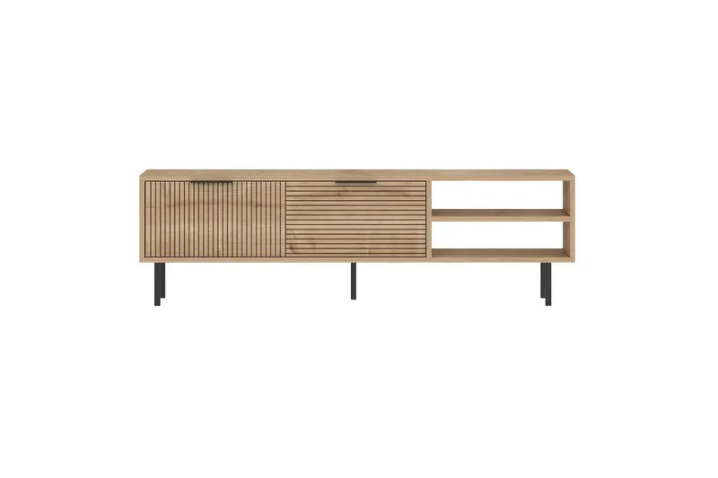 Wenus Gulvstående TV-benk 150 cm med Oppbevaring i Eik, Beige