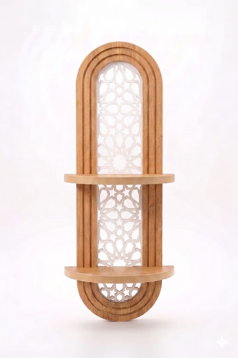 Zayra Vegghylle 26x70 cm i Tre med Plastbakstykke, Brun