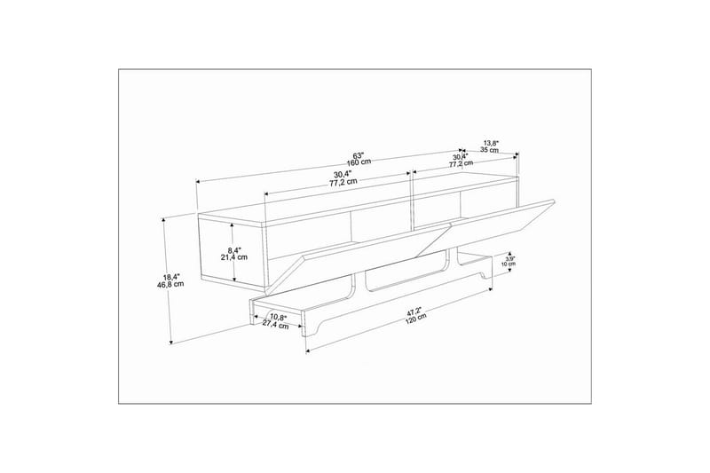 Zira TV-benk 160 cm - Rød - Møbler - TV- & Mediamøbler - TV benk & mediabenk