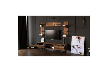 Zyrosen Gulvstående TV-benk 180 cm med Oppbevaring i Lyst Tre - Brun - Møbler - TV- & Mediamøbler - TV benk & mediabenk