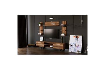 Zyrosen Gulvstående TV-benk 180 cm med Oppbevaring i Lyst Tre - Brun - Møbler - TV- & Mediamøbler - TV benk & mediabenk