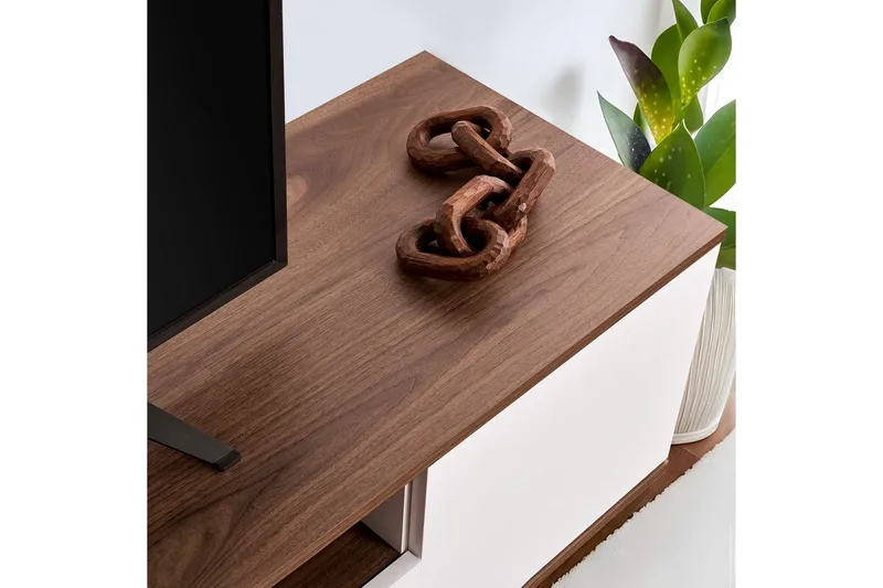 Meni TV-benk 180 cm - Hvit/Brun - Møbler - TV- & Mediamøbler - TV benk & mediabenk