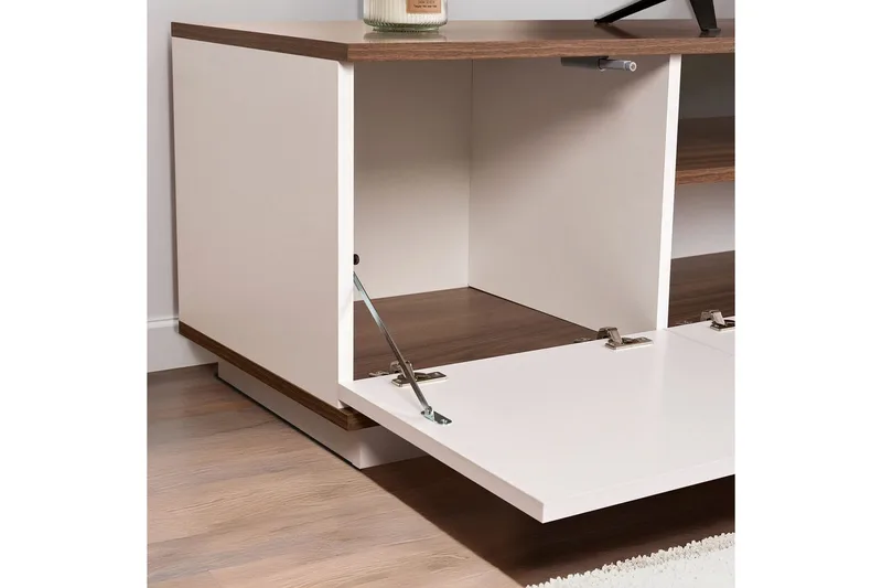 Meni TV-benk 180 cm - Hvit/Brun - Møbler - TV- & Mediamøbler - TV benk & mediabenk