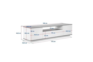 Meni TV-benk 180 cm - Hvit/Brun - Møbler - TV- & Mediamøbler - TV benk & mediabenk