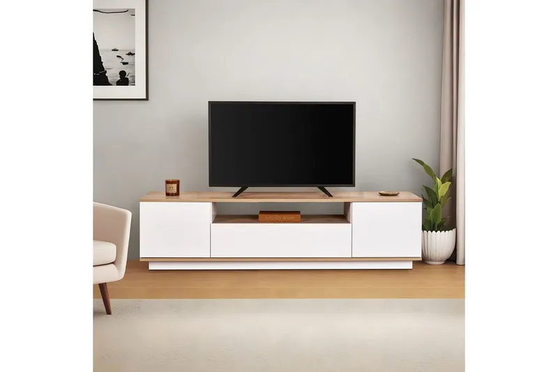Meni TV-benk 180 cm - Natur/Hvit - Møbler - TV- & Mediamøbler - TV benk & mediabenk