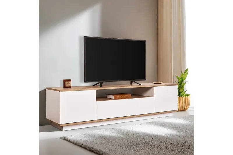 Meni TV-benk 180 cm - Natur/Hvit - Møbler - TV- & Mediamøbler - TV benk & mediabenk