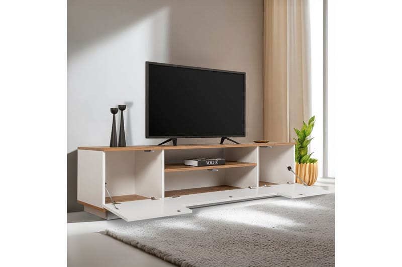 Meni TV-benk 180 cm - Natur/Hvit - Møbler - TV- & Mediamøbler - TV benk & mediabenk