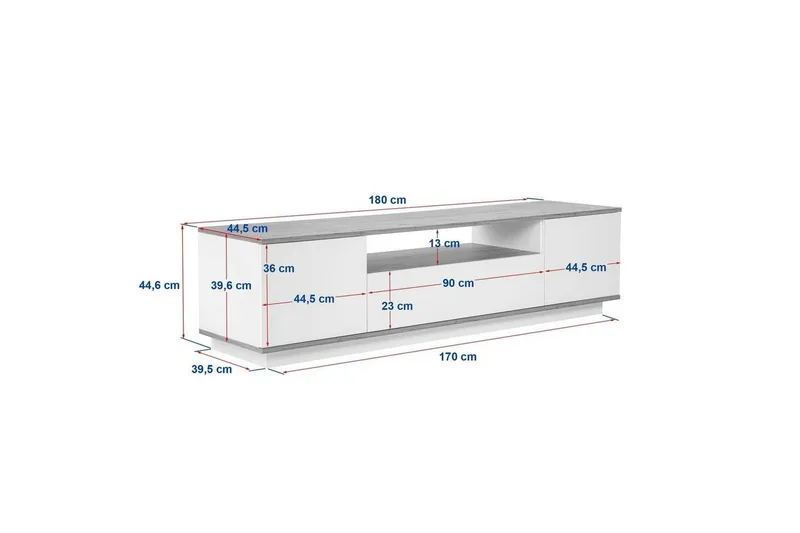 Meni TV-benk 180 cm - Natur/Hvit - Møbler - TV- & Mediamøbler - TV benk & mediabenk