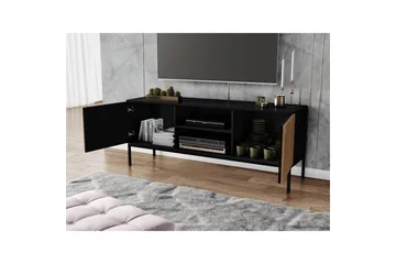 Meorati Gulvstående TV-benk 150 cm med Oppbevaring i Eik - Svart - Møbler - TV- & Mediamøbler - TV benk & mediabenk