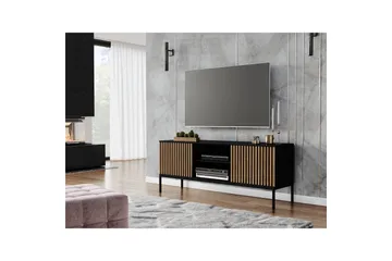 Meorati Gulvstående TV-benk 150 cm med Oppbevaring i Eik - Svart - Møbler - TV- & Mediamøbler - TV benk & mediabenk