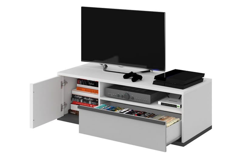 Metropolitan Tv-Benk 120x50 cm - Hvit/Lysegrå/Sort - Møbler - TV- & Mediamøbler - TV benk & mediabenk