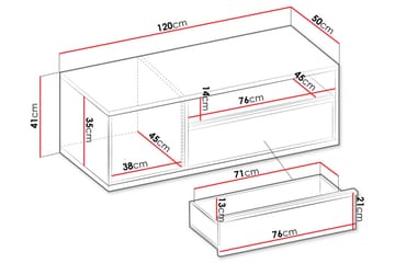 Metropolitan Tv-Benk 120x50 cm - Hvit/Lysegrå/Sort - Møbler - TV- & Mediamøbler - TV benk & mediabenk