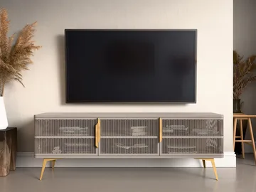 Mireva TV-benk 180 cm - beige, gull - Møbler - TV- & Mediamøbler - TV benk & mediabenk