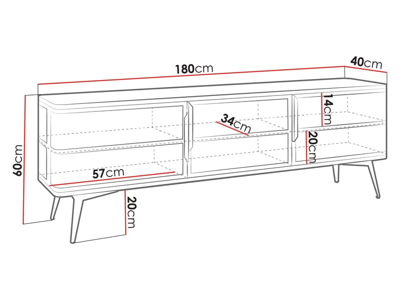 Mireva TV-benk 180 cm - svart, gull - Møbler - TV- & Mediamøbler - TV benk & mediabenk