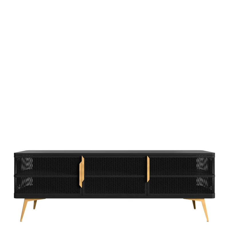 Mireva TV-benk 180 cm, svart, gull