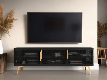 Mireva TV-benk 180 cm - svart, gull - Møbler - TV- & Mediamøbler - TV benk & mediabenk