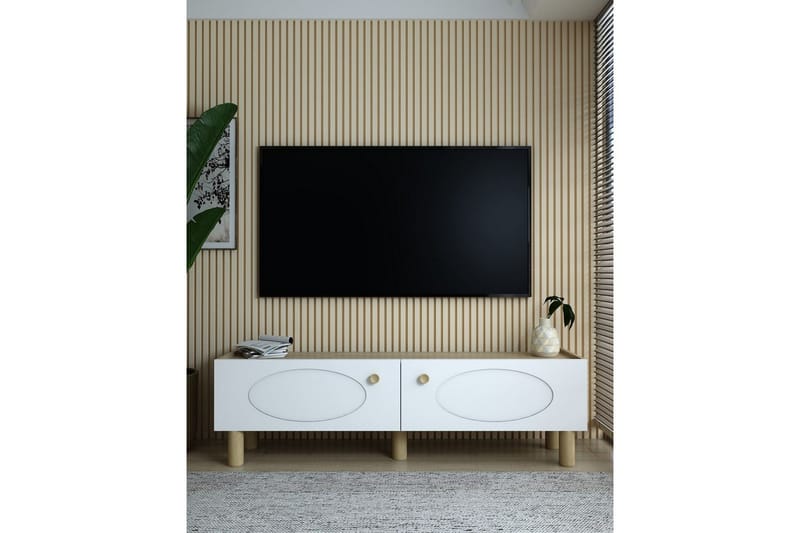Mittopuri TV-benk 153,6 cm - Taupe/Hvit - Møbler - TV- & Mediamøbler - TV benk & mediabenk