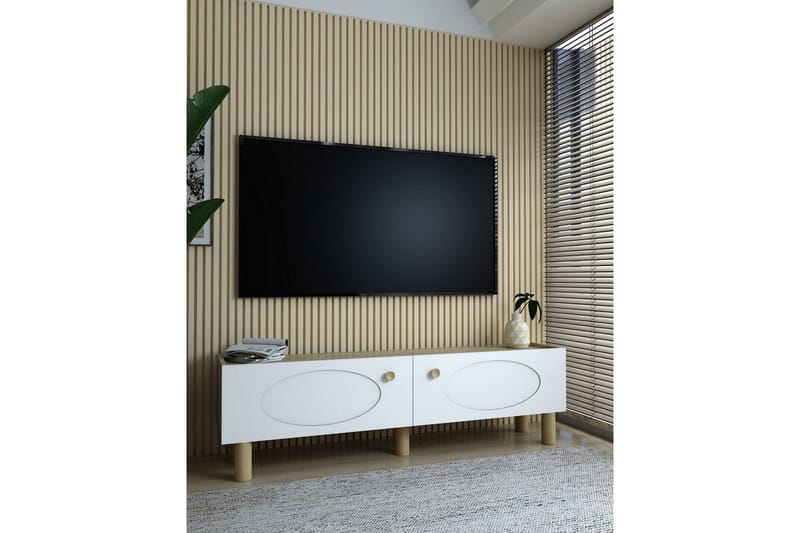 Mittopuri TV-benk 153,6 cm - Taupe/Hvit - Møbler - TV- & Mediamøbler - TV benk & mediabenk