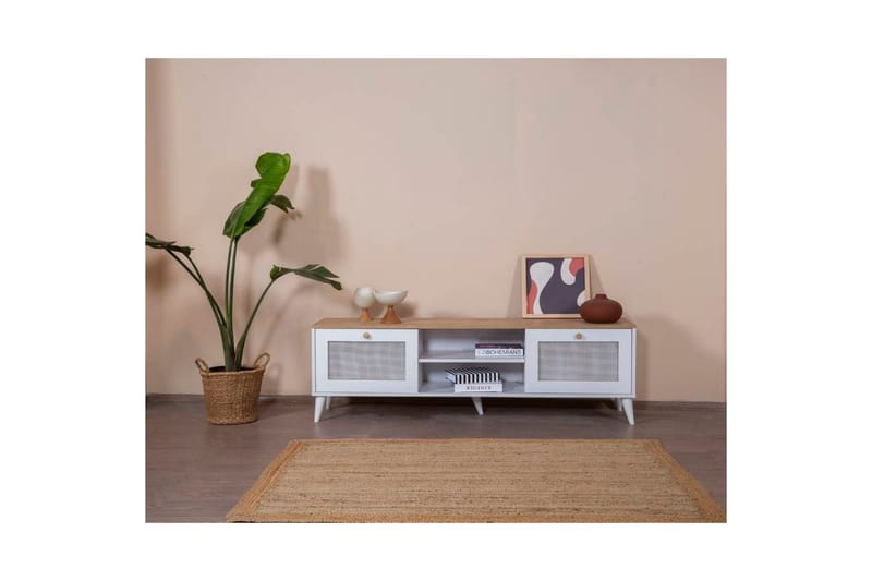 Mjudi TV-benk 55 cm - Lyse brun/Hvit - Møbler - TV- & Mediamøbler - TV benk & mediabenk