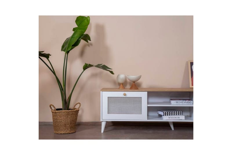 Mjudi TV-benk 55 cm - Lyse brun/Hvit - Møbler - TV- & Mediamøbler - TV benk & mediabenk
