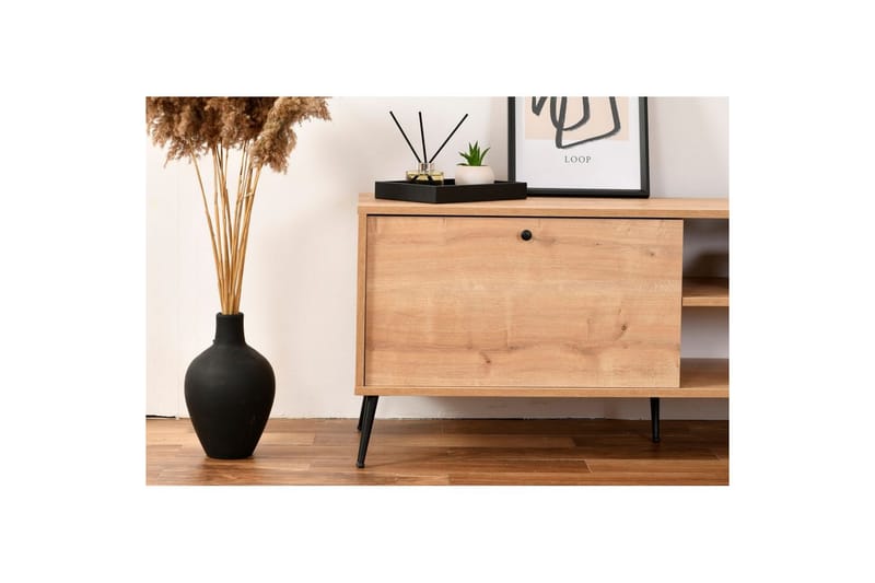 Mjudi TV-benk 55 cm - Lysfarget tre - Møbler - TV- & Mediamøbler - TV benk & mediabenk