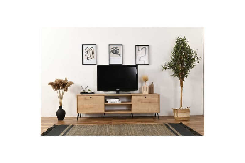 Mjudi TV-benk 55 cm - Lysfarget tre - Møbler - TV- & Mediamøbler - TV benk & mediabenk