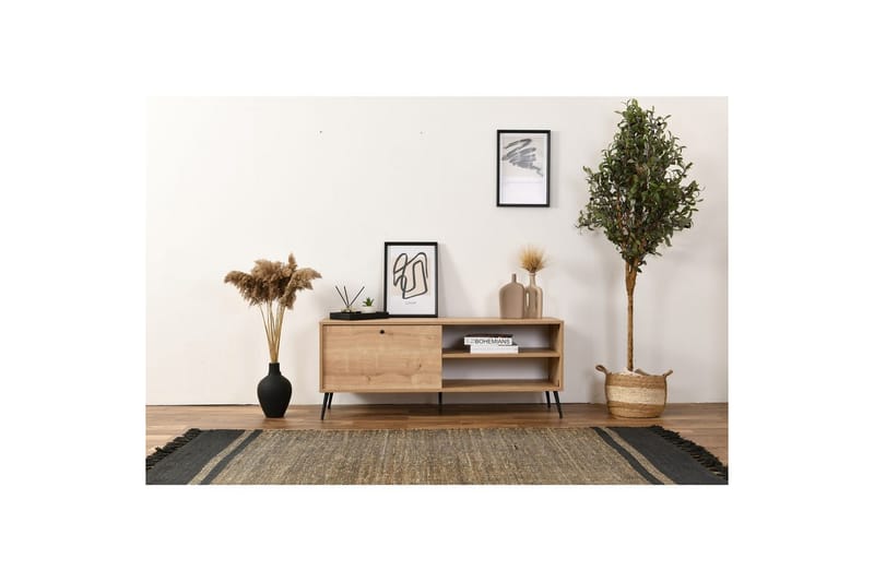 Mjudi TV-benk 55 cm - Lysfarget tre - Møbler - TV- & Mediamøbler - TV benk & mediabenk