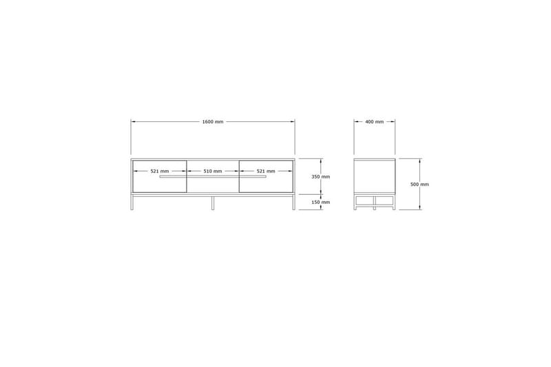 Mono Gulvstående TV-benk 160 cm med Oppbevaring i Eik - Beige - Møbler - TV- & Mediamøbler - TV benk & mediabenk