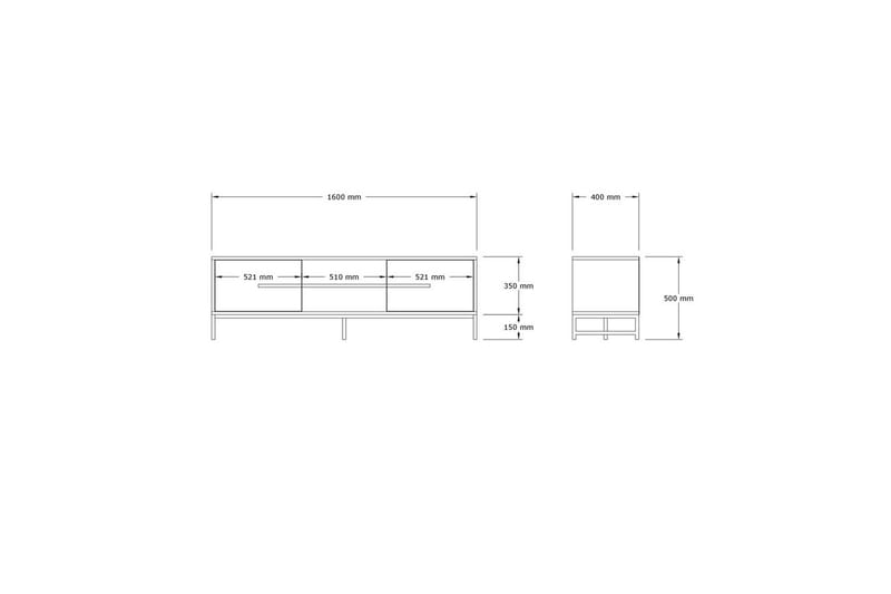 Mono TV-benk 160 cm - Hvit - Møbler - TV- & Mediamøbler - TV benk & mediabenk