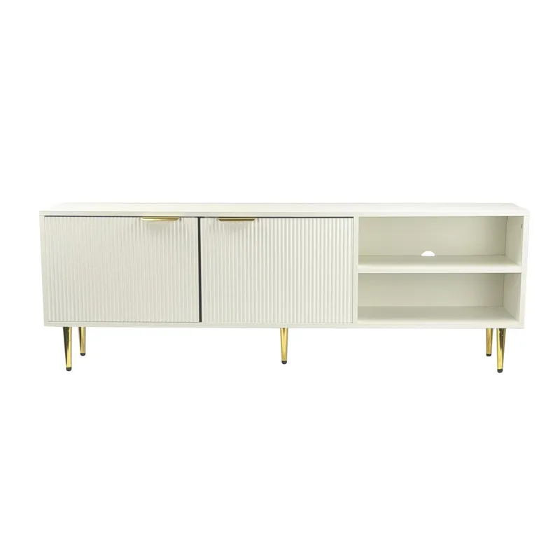 Morela TV-benk 150 cm, Hvit med gulldetaljer